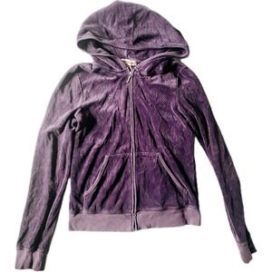 Y2K Vintage Juicy Couture Velour Track Jacket Zip Up Purple Hoodie Large